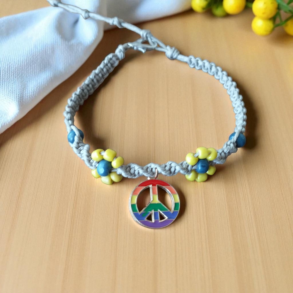 Colorful Peace Sign Anklet
